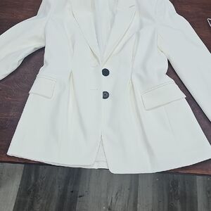 Elie Tahari Cream Blazer with Black Buttons